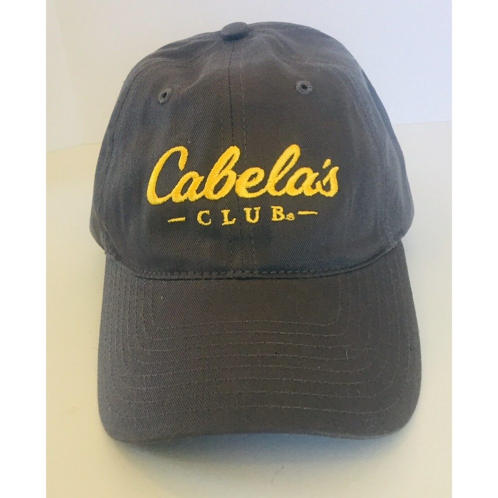 Cabela's Club Hat Dark Gray / Yellow Embroidered Adjustable Strap  Baseball Cap